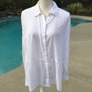 Garnet Hill White Drop waist blouse